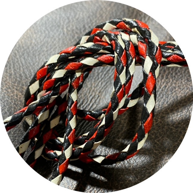 Braided leather strips