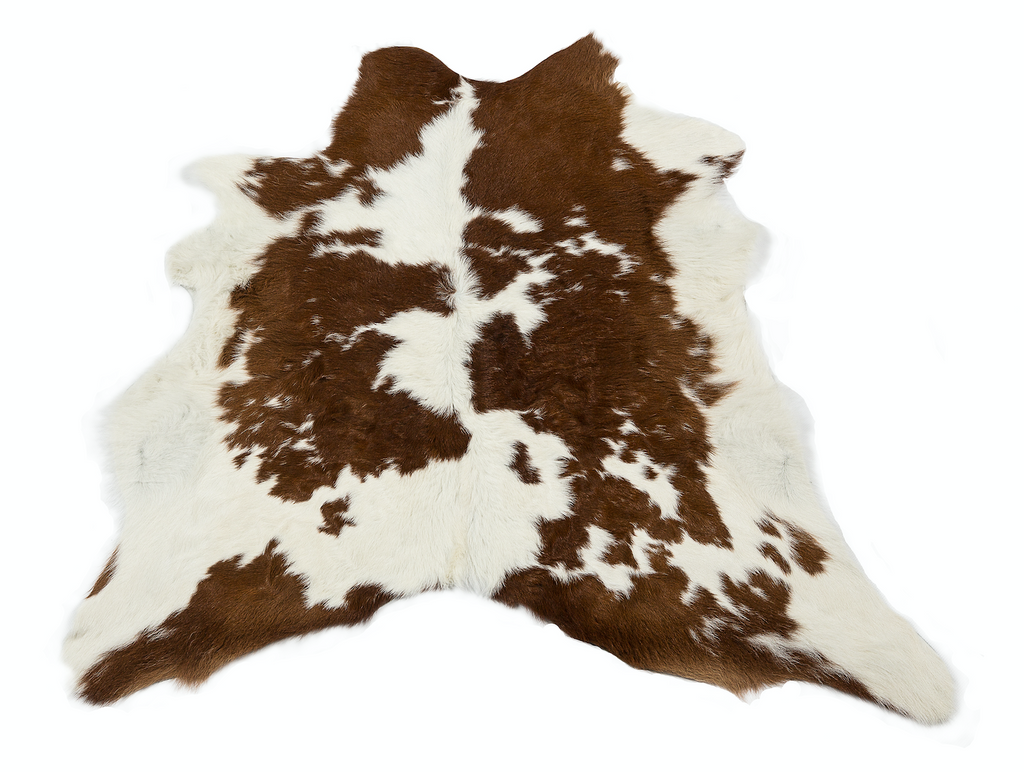 Brown and White Calf Hide Rug - FREE SHIPPING