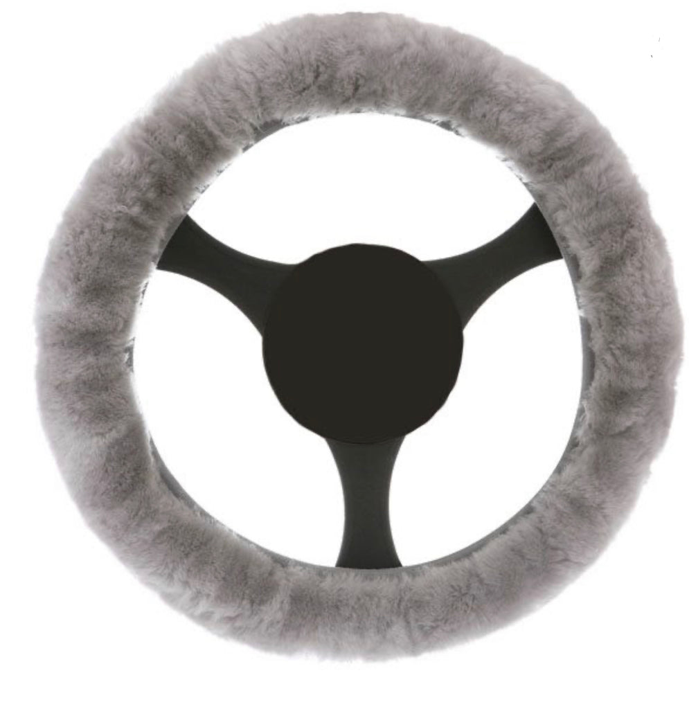 Grey Sheepskin Steering Wheel cover - ON SPECIAL!! - FREE SHIPPING