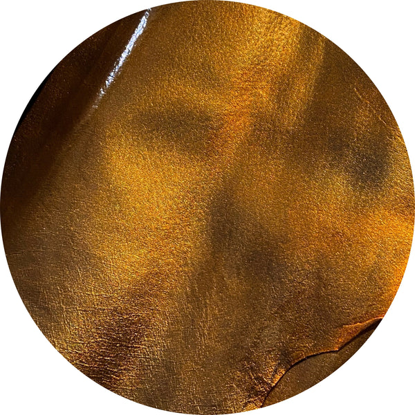 Copper wet look kidskin - small pieces