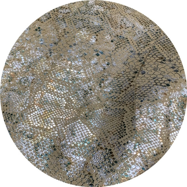 Cream and Sparkle Snakeskin Print Kid Skin