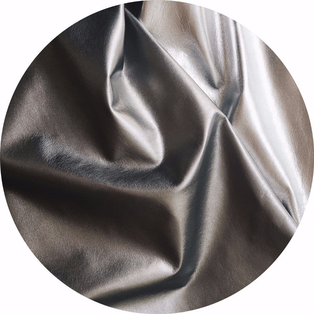 Metallic Dark Silver Foil Lamb Nappa Leather | East Coast Leather, Australia